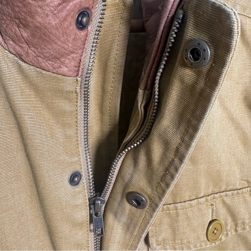 Territory Ahead Men’s Utility Field Jacket Large Mustard Leather Collar - Picture 2 of 14